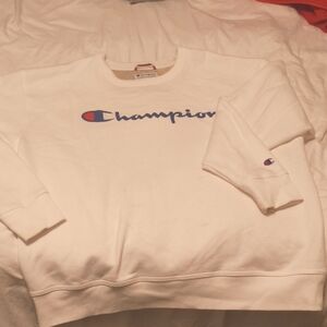 Men's Champion heavy Sweatahirt Worn Only OChampion Men's White Crewneck Sweater